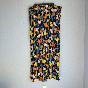 Eloquii Women's‎ 22/24 Pants Wide Leg Floral Elastic Waist Casual Boho Festival